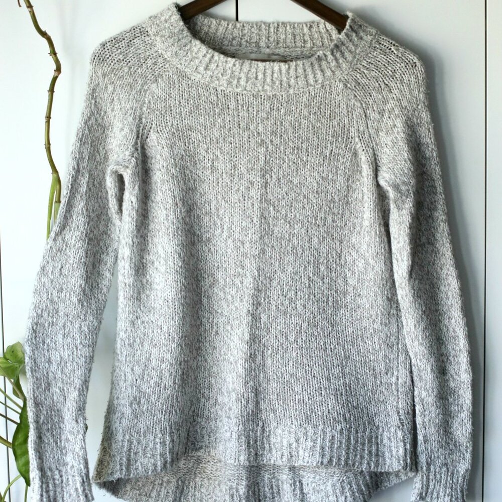 Ann Taylor LOFT Loose Knit Sweater Gray/Beige/White Size Small